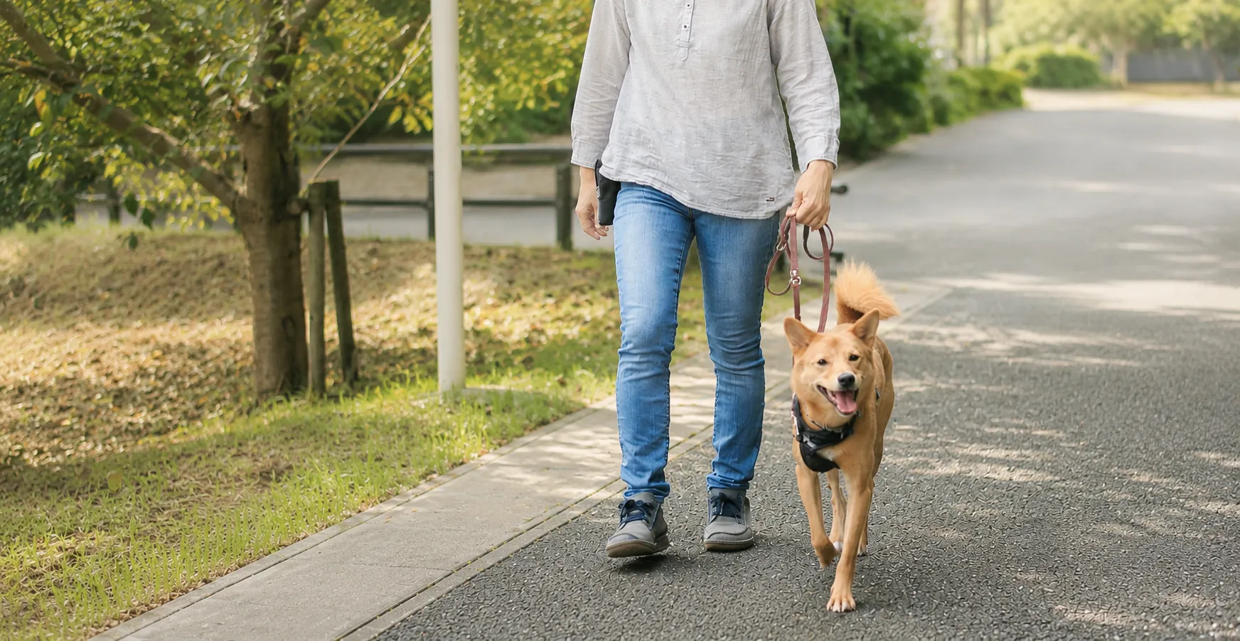 犬と一緒に歩く
